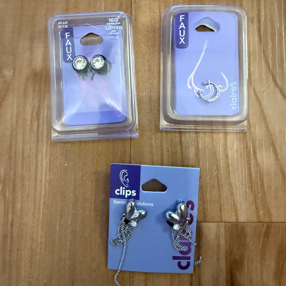 Silver Faux Earrings Set
